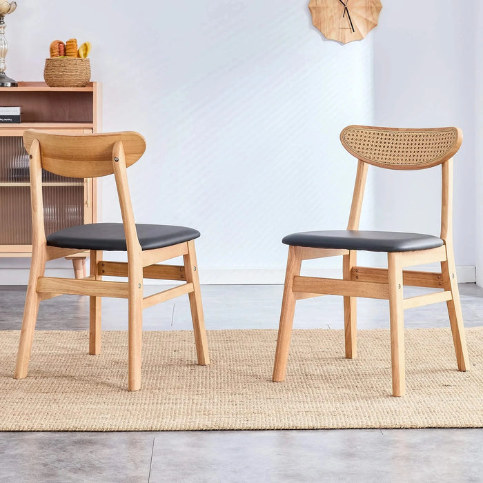 The stylish and durable solid wood dining chair, small curved back, PU cushion, and beautiful shape match perfectly with any room and everyday use Default -DTYStore