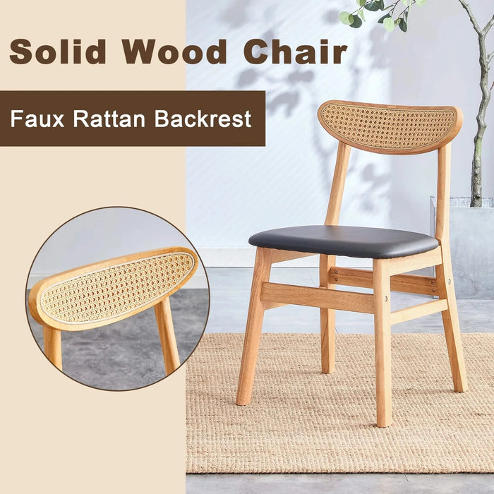 The stylish and durable solid wood dining chair, small curved back, PU cushion, and beautiful shape match perfectly with any room and everyday use Default -DTYStore