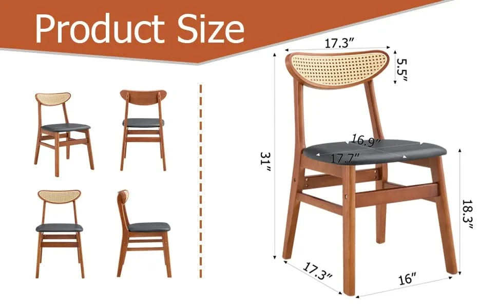 The stylish and durable solid wood dining chair, small curved back, PU cushion, and beautiful shape match perfectly with any room and everyday use Default -DTYStore