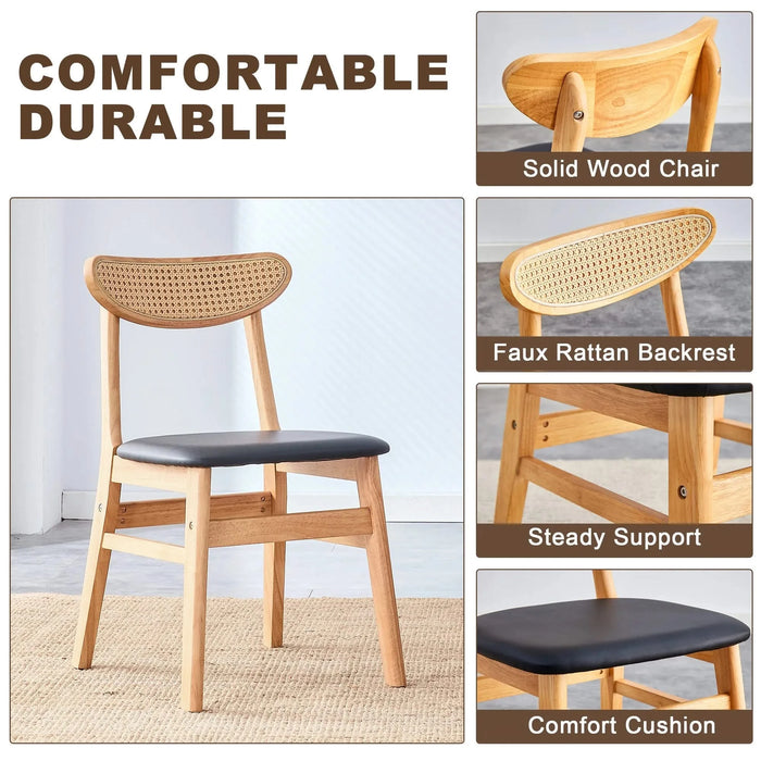The stylish and durable solid wood dining chair, small curved back, PU cushion, and beautiful shape match perfectly with any room and everyday use Default -DTYStore