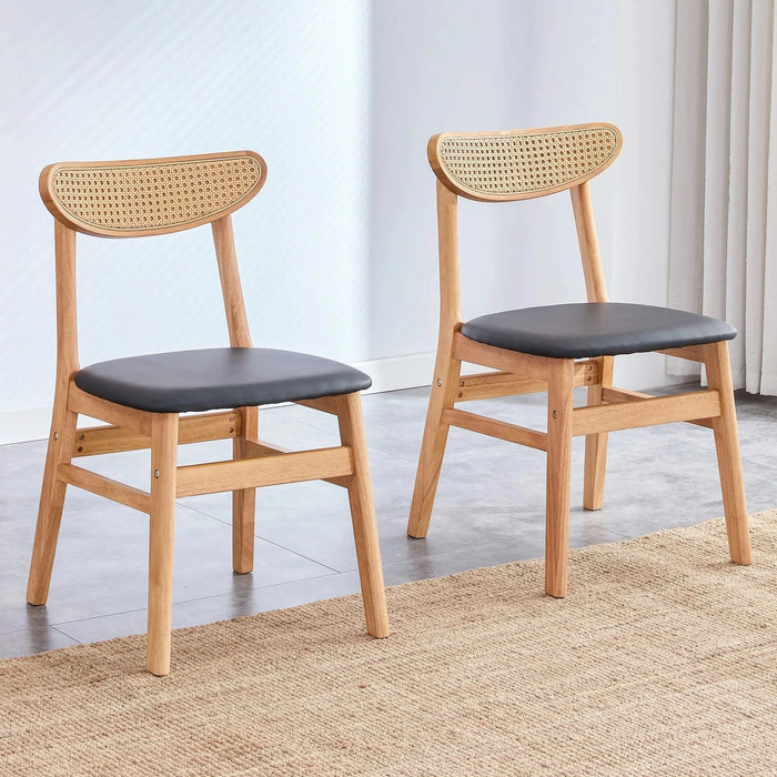 The stylish and durable solid wood dining chair, small curved back, PU cushion, and beautiful shape match perfectly with any room and everyday use Default -DTYStore