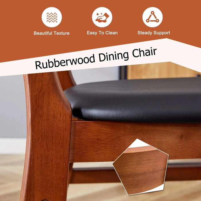 The stylish and durable solid wood dining chair, small curved back, PU cushion, and beautiful shape match perfectly with any room and everyday use Default -DTYStore