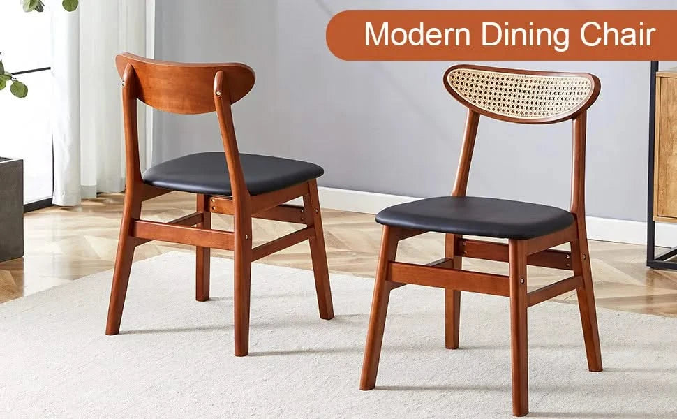 The stylish and durable solid wood dining chair, small curved back, PU cushion, and beautiful shape match perfectly with any room and everyday use Default -DTYStore