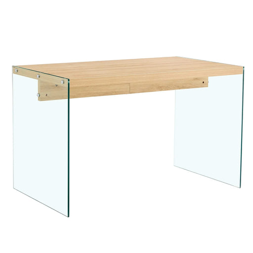 The top of the coffee table is made of medium density fiberboard and wooden stickers, with transparent tempered glass on both sides. The design is simple and elegant, with a sturdy structure. Default -DTYStore