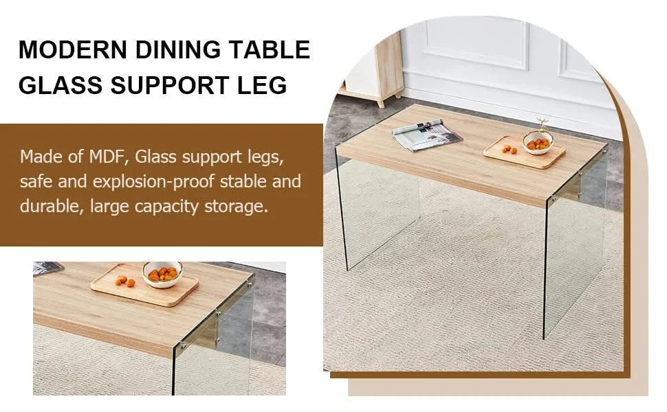 The top of the coffee table is made of medium density fiberboard and wooden stickers, with transparent tempered glass on both sides. The design is simple and elegant, with a sturdy structure. Default -DTYStore