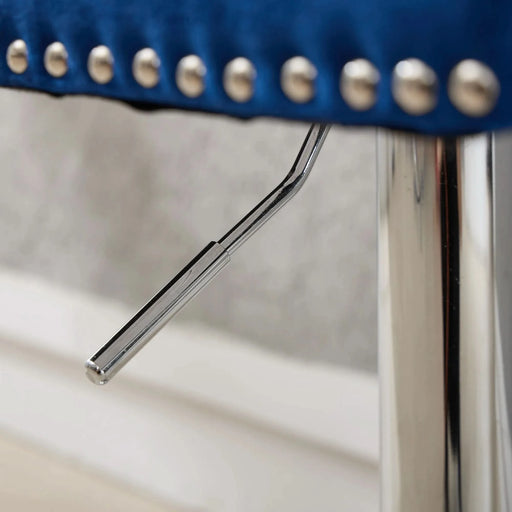 Thick Chrome Swivel Velvet Barstools,Adjustable 25-33'Height,Modern Upholstered with17.7' Base,Tufted Buttons&Diamond Pleating,Sponge&Spring Seat,for Home Pub&Kitchen Island(Blue, Set of 2) Default -DTYStore
