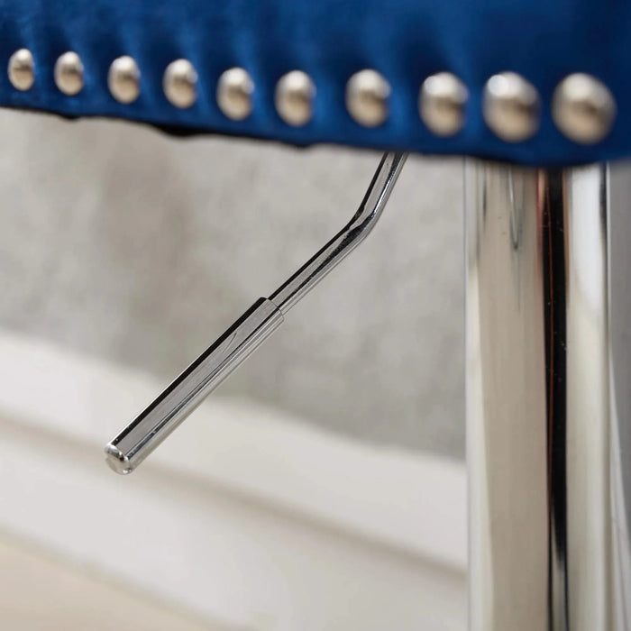 Thick Chrome Swivel Velvet Barstools,Adjustable 25-33'Height,Modern Upholstered with17.7' Base,Tufted Buttons&Diamond Pleating,Sponge&Spring Seat,for Home Pub&Kitchen Island(Blue, Set of 2) Default -DTYStore