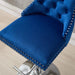 Thick Chrome Swivel Velvet Barstools,Adjustable 25-33'Height,Modern Upholstered with17.7' Base,Tufted Buttons&Diamond Pleating,Sponge&Spring Seat,for Home Pub&Kitchen Island(Blue, Set of 2) Default -DTYStore