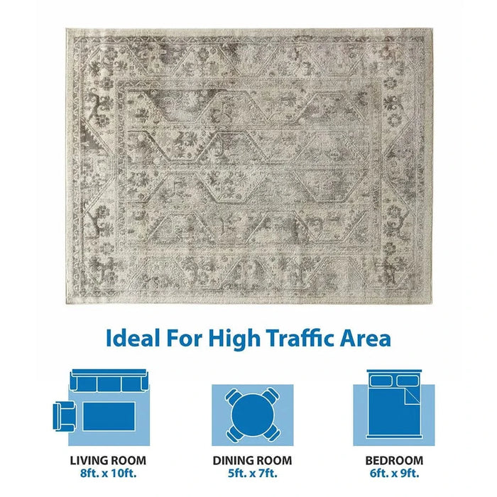 Tiled Border Area Rug Default -DTYStore
