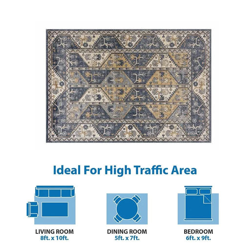Tiled Border Area Rug Default -DTYStore