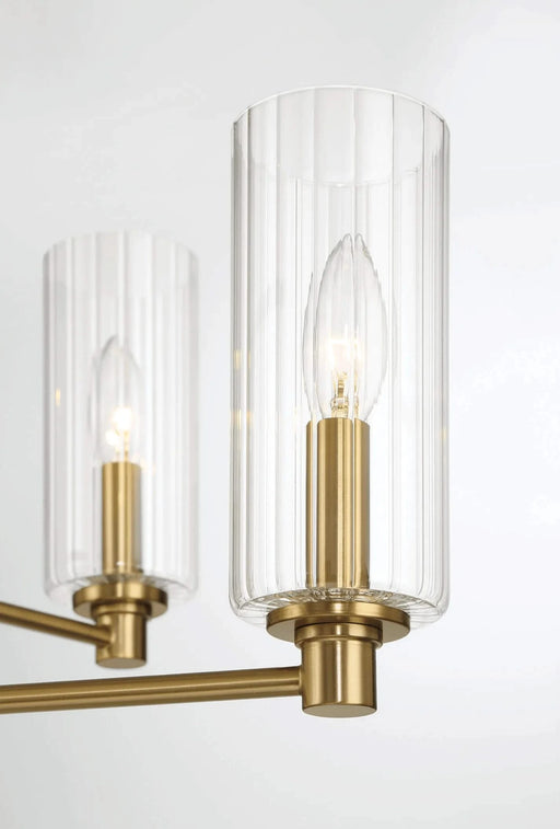 Timeless Six Lights Chandelier With Clear Ribbed Glass - Satin Brass Default -DTYStore