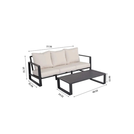 Tino Tino Three-Seat Sofa & Rectangular Coffee Table Set Milky White American Cloth #5453-DTYStore