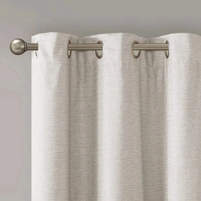 Tonal Printed Faux Silk Total Blackout Curtain Panel Pair(2 Pcs Window Panels) Default -DTYStore