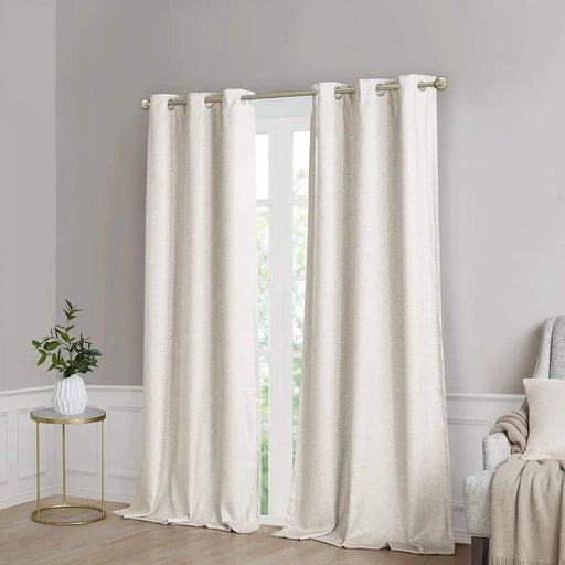 Tonal Printed Faux Silk Total Blackout Curtain Panel Pair(2 Pcs Window Panels) Default -DTYStore