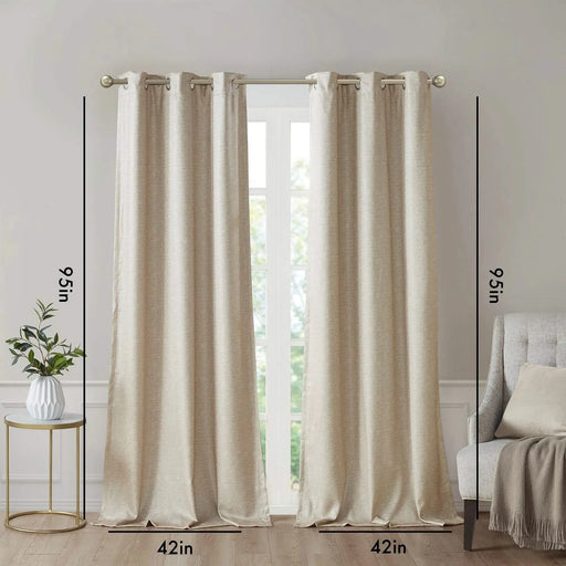 Tonal Printed Faux Silk Total Blackout Curtain Panel Pair(2 Pcs Window Panels) Default -DTYStore