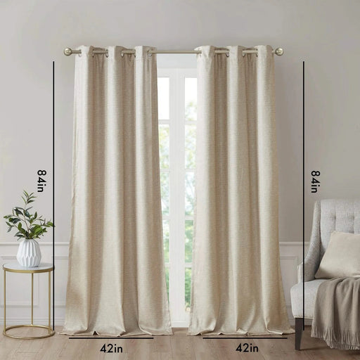 Tonal Printed Faux Silk Total Blackout Curtain Panel Pair(2 Pcs Window Panels) Default -DTYStore