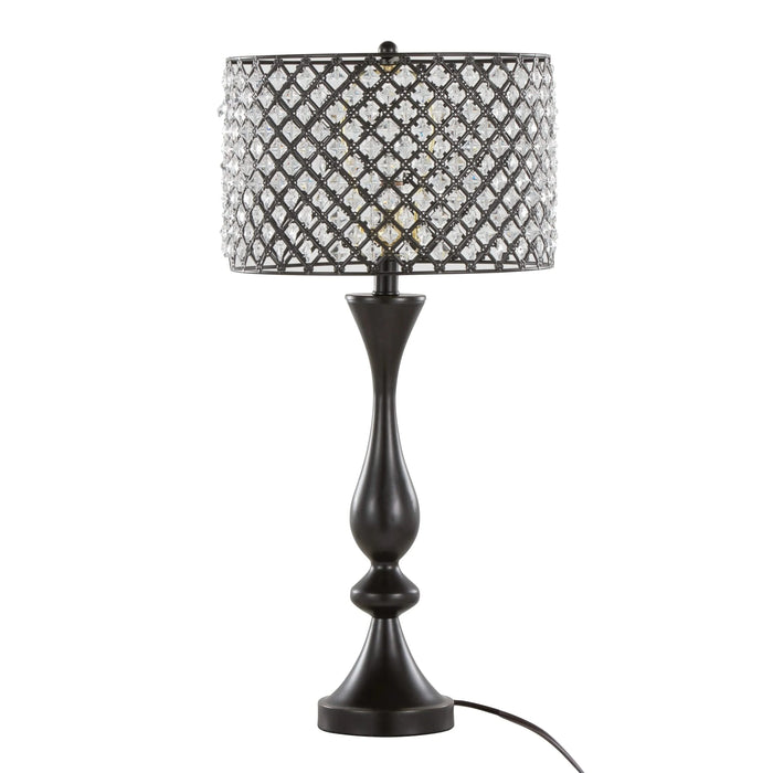 Topaz 27' Contemporary Metal Table Lamp in Oil Rubbed Bronze with Clear K9 Crystal and Metal Shade from Grandview Gallery by LumiSource Default -DTYStore