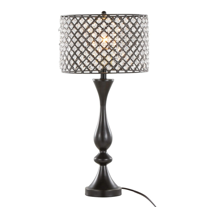 Topaz 27' Contemporary Metal Table Lamp in Oil Rubbed Bronze with Clear K9 Crystal and Metal Shade from Grandview Gallery by LumiSource Default -DTYStore