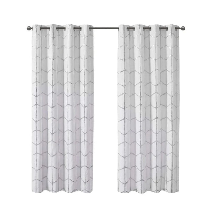 Total Blackout Metallic Print Grommet Top Curtain Panel(Only 1 Pc Panel) Default -DTYStore