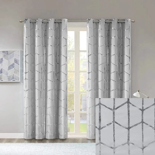 Total Blackout Metallic Print Grommet Top Curtain Panel(Only 1 Pc Panel) Default -DTYStore