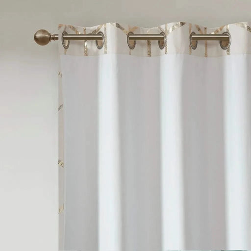 Total Blackout Metallic Print Grommet Top Curtain Panel(Only 1 Pc Panel) Default -DTYStore