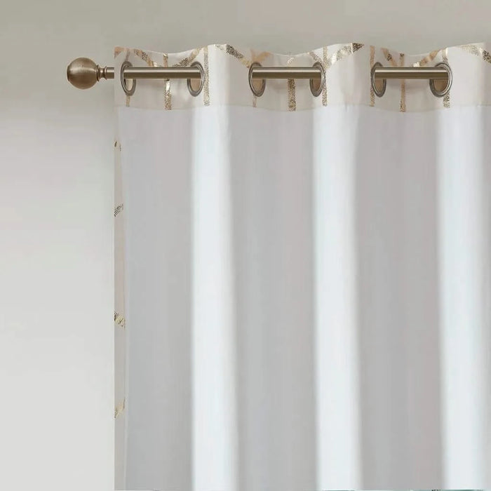 Total Blackout Metallic Print Grommet Top Curtain Panel(Only 1 Pc Panel) Default -DTYStore