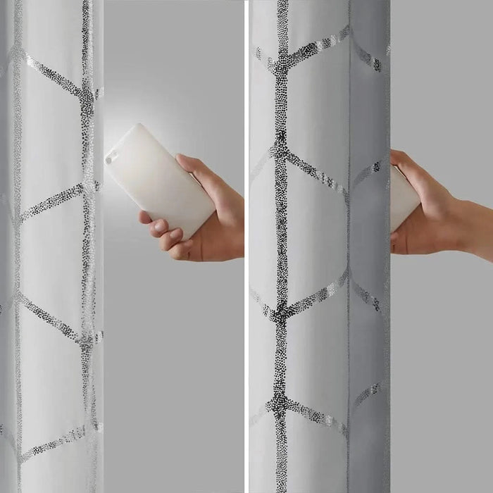 Total Blackout Metallic Print Grommet Top Curtain Panel(Only 1 Pc Panel) Default -DTYStore