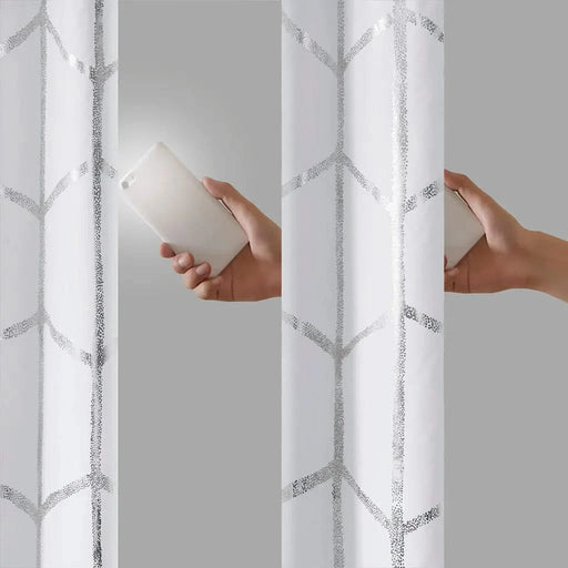 Total Blackout Metallic Print Grommet Top Curtain Panel(Only 1 Pc Panel) Default -DTYStore