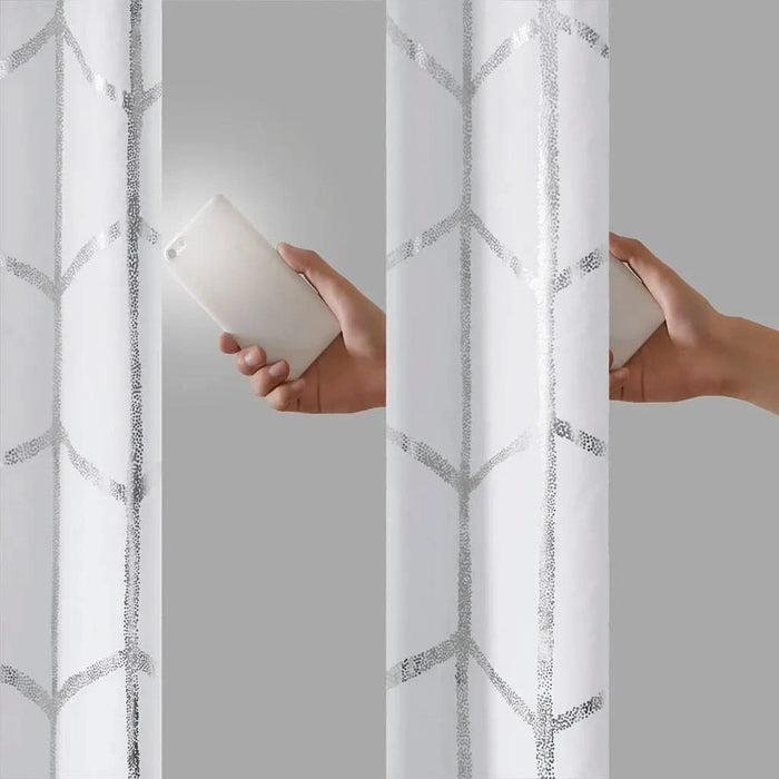 Total Blackout Metallic Print Grommet Top Curtain Panel(Only 1 Pc Panel) Default -DTYStore