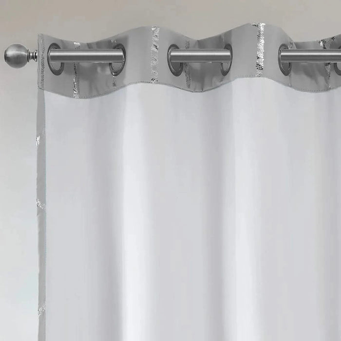 Total Blackout Metallic Print Grommet Top Curtain Panel(Only 1 Pc Panel) Default -DTYStore