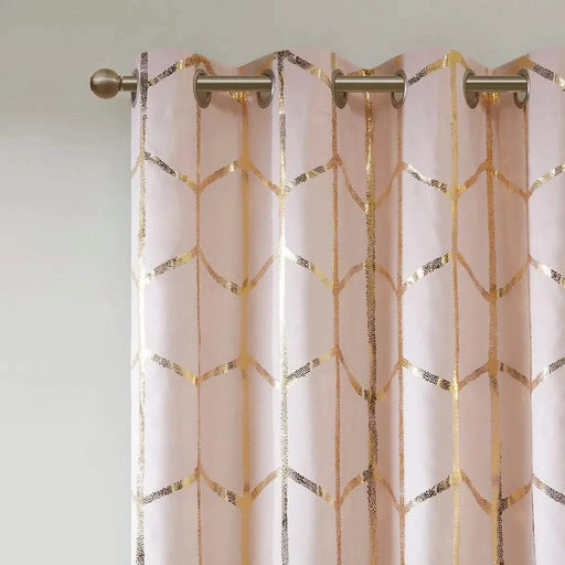 Total Blackout Metallic Print Grommet Top Curtain Panel(Only 1 Pc Panel) Default -DTYStore