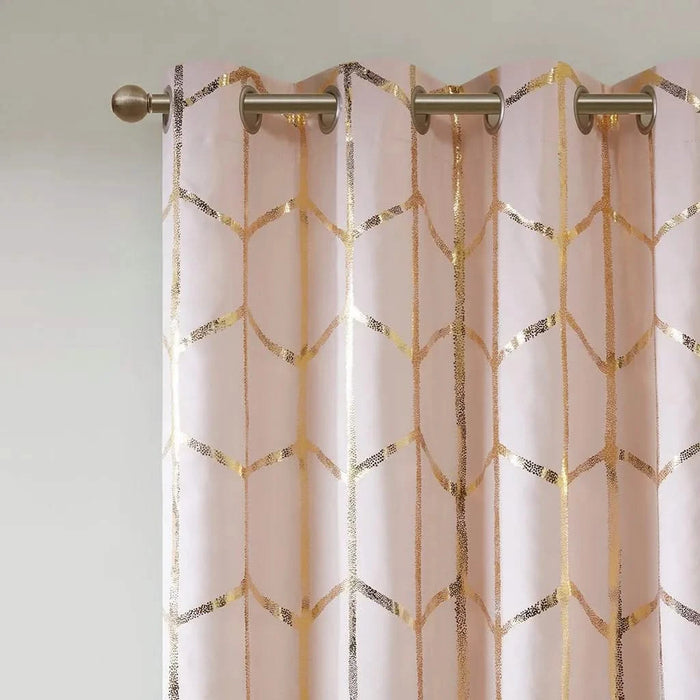 Total Blackout Metallic Print Grommet Top Curtain Panel(Only 1 Pc Panel) Default -DTYStore