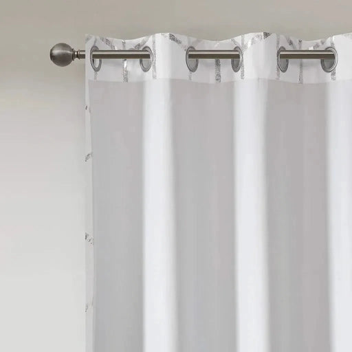 Total Blackout Metallic Print Grommet Top Curtain Panel for Window Treatments-DTYStore