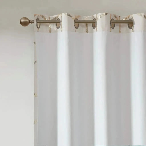 Total Blackout Metallic Print Grommet Top Curtain Panel for Window Treatments-DTYStore