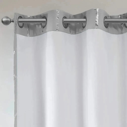 Total Blackout Metallic Print Grommet Top Curtain Panel for Window Treatments-DTYStore