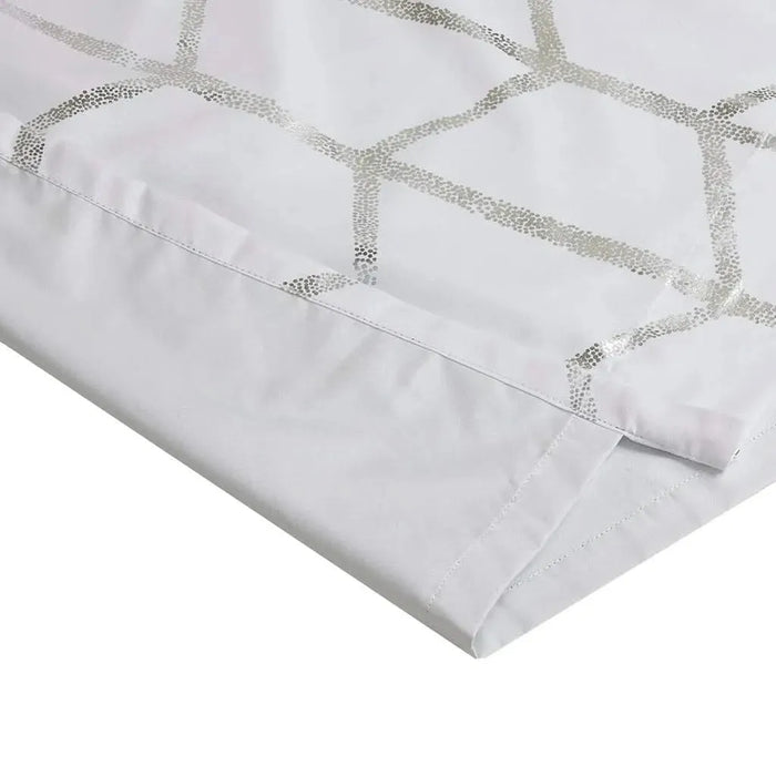 Total Blackout Metallic Print Grommet Top Curtain Panel for Window Treatments-DTYStore