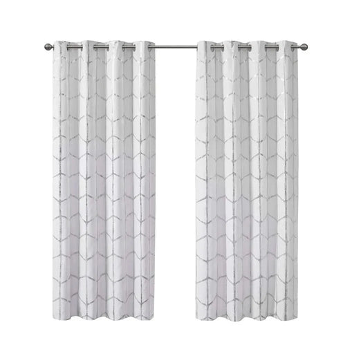 Total Blackout Metallic Print Grommet Top Curtain Panel for Window Treatments-DTYStore