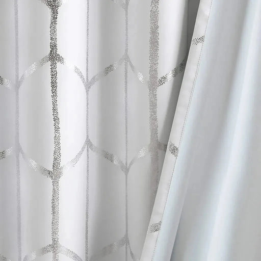 Total Blackout Metallic Print Grommet Top Curtain Panel for Window Treatments-DTYStore