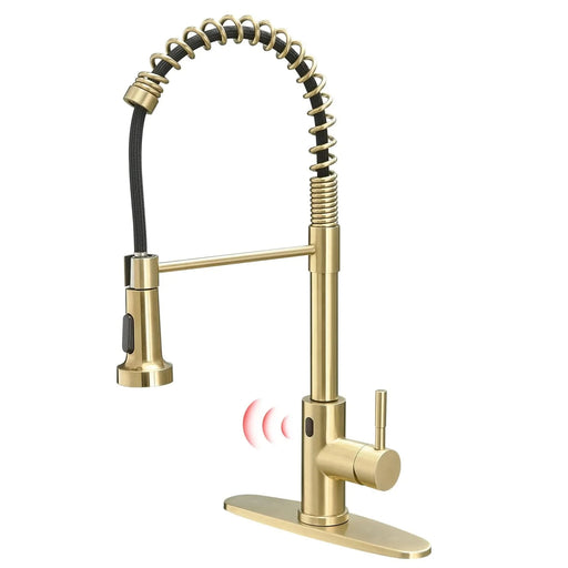 Touchless Kitchen Faucet,Hands Free Automatic Smart Kitchen Faucet Brushed Nickel Gold Smart Kitchen Faucet Default -DTYStore
