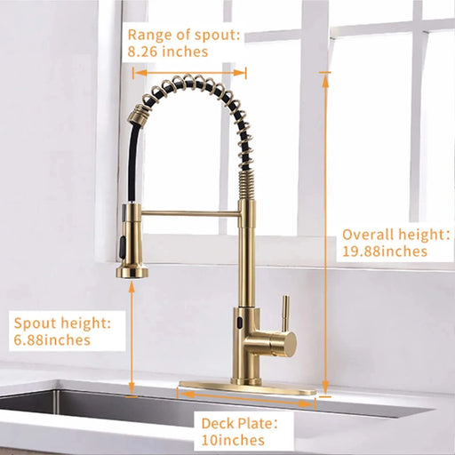 Touchless Kitchen Faucet,Hands Free Automatic Smart Kitchen Faucet Brushed Nickel Gold Smart Kitchen Faucet Default -DTYStore