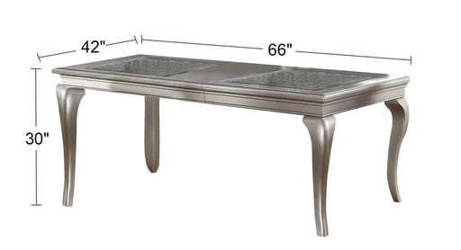 Traditional Dining Table Rectangle Table Silver Hue 1pc Dining Table Glass Insert Dining Room Furniture Default -DTYStore