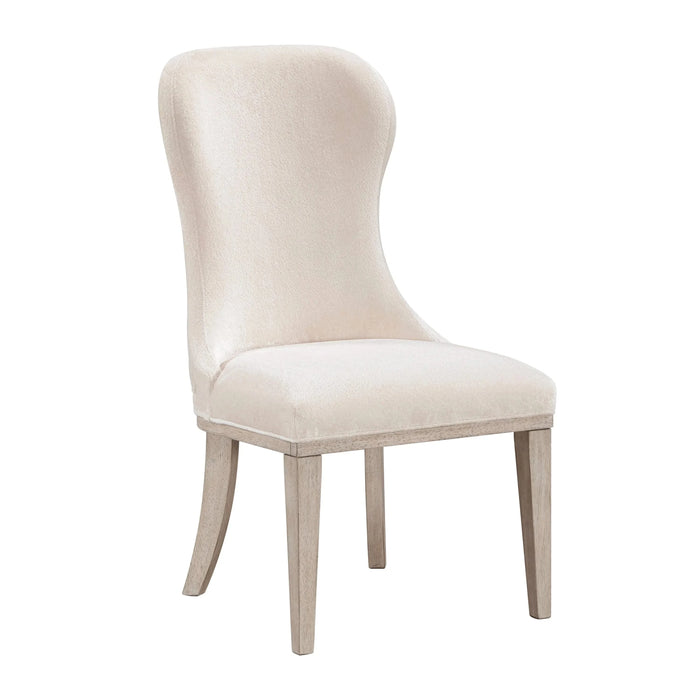 Traditional Elegance Side Chairs Set of 2 Dining Furniture Ivory Fabric Upholstery Durable Cushion Seat Back Classic Design Comfort Default -DTYStore
