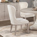 Traditional Elegance Side Chairs Set of 2 Dining Furniture Ivory Fabric Upholstery Durable Cushion Seat Back Classic Design Comfort Default -DTYStore