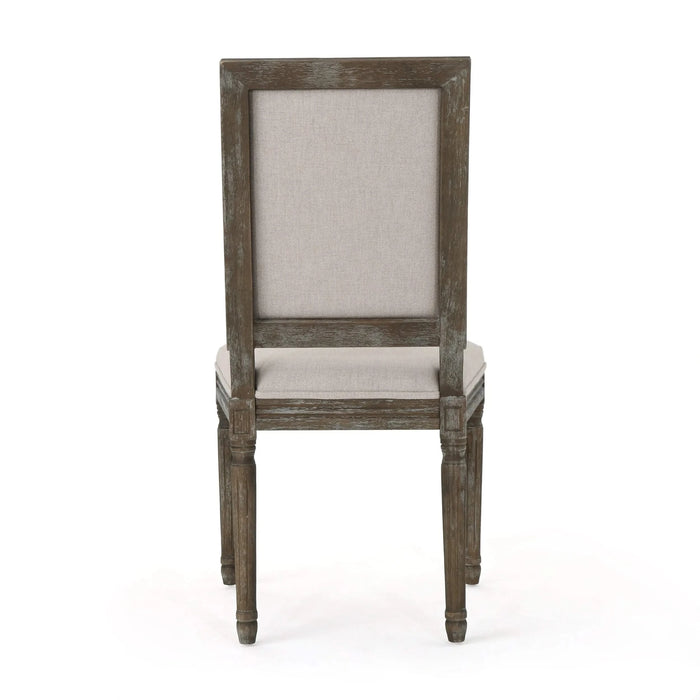 Traditional Style Dining Chair with Modern Color Accent in Wheat Fabric and Rubberwood Default -DTYStore