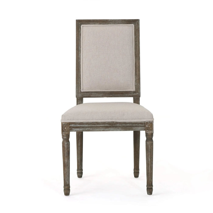 Traditional Style Dining Chair with Modern Color Accent in Wheat Fabric and Rubberwood Default -DTYStore