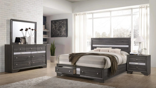 Traditional Style Full 4 Piece Storage Bedroom set made with Wood in Gray Default -DTYStore