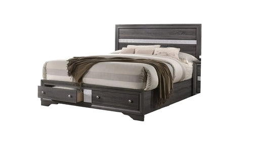 Traditional Style Full 4 Piece Storage Bedroom set made with Wood in Gray Default -DTYStore