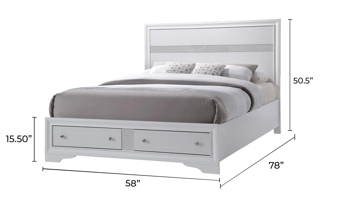 Traditional Style Full 4 Piece Storage Bedroom set made with Wood in White Default -DTYStore