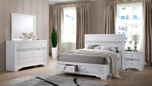 Traditional Style Full 4 Piece Storage Bedroom set made with Wood in White Default -DTYStore