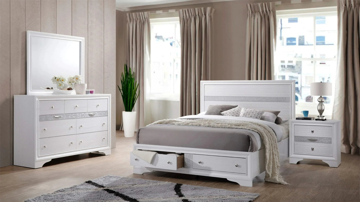 Traditional Style Full 4 Piece Storage Bedroom set made with Wood in White Default -DTYStore